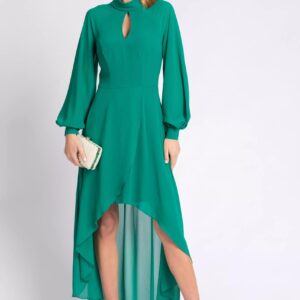 Asymetryczna sukienka maxi ze stójką (Zielony