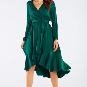 Awama Asymetryczna sukienka z dekoltem w kształcie V Zielony L