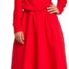 B087 Sukienka rozkloszowana - czerwona (Kolor czerwony