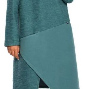 B098 Sukienka z asymetrycznym przeszyciem z przodu - turkus (Kolor turkusowy