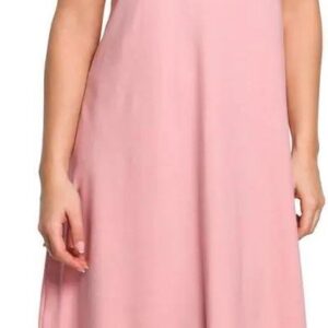 B148 Sukienka na wiązanych ramiączkach - różowa (Kolor różowy