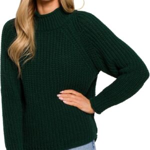 Basicowy sweter z golfem z przędzy (Zielony