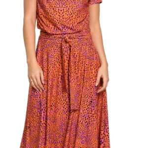 Be Kobieca sukienka wykonana z miękkiej dzianiny Pomarańczowy XL