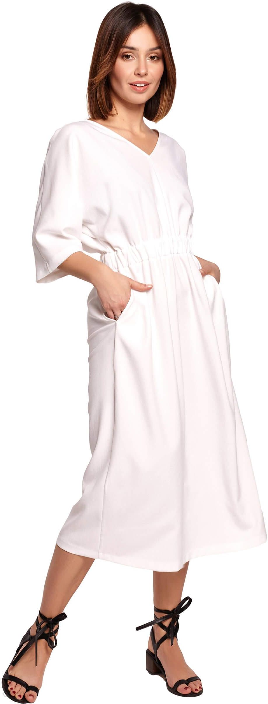 Be Sukienka midi z szerokimi rękawami Biały S