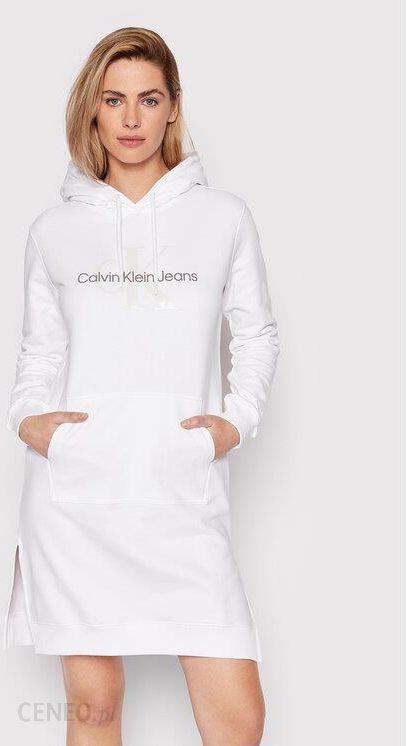 Calvin Klein Jeans Sukienka dzianinowa J20J218343 Biały Regular Fit