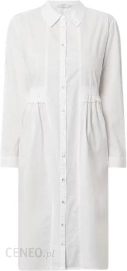 Cream Sukienka koszulowa z bawełny model ‘Muhana’ - Biały