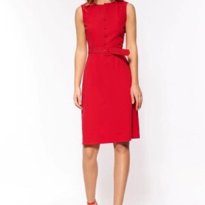 Czerwona elegancka sukienka bez rękawów - S200 (Kolor czerwony
