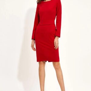 Czerwona ołówkowa sukienka - S206 (Kolor czerwony