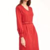Czerwona sukienka z paskiem w talii - S188 (Kolor czerwony