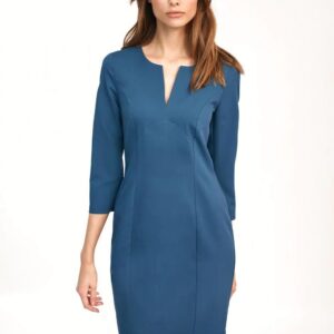Dopasowana lazurowa sukienka mini - S185 (Kolor niebieski