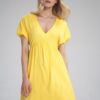 Figl Luźna sukienka z dekoltem w serek Żółty L/XL