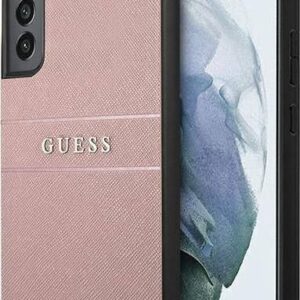 Guess Etui GUHCS22SPSASBPI Samsung Galaxy S22 różowy Saffiano Stripe