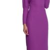K079 Sukienka midi z wysokimi mankietami - lawendowa (Kolor fioletowy