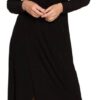K139 Długa sukienka z rozcięciem w dekolcie - czarna (Kolor czarny