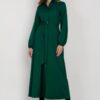 Koszulowa sukienka maxi zapinana na guziki (Zielony