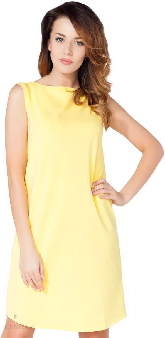 Krótka sukienka z półokrągłym dołem (Żółty
