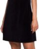 M560 Welurowa Sukienka Mini Na Ramiączkach - czarna (Kolor czarny