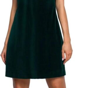M560 Welurowa Sukienka Mini Na Ramiączkach - zielona (Kolor zielony