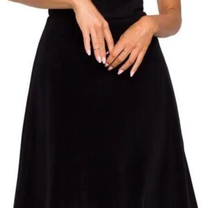 M638 Sukienka welurowa z gorsetem - czarna (Kolor czarny