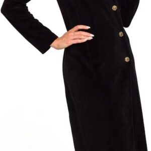 M641 Welurowa sukienka żakietowa - czarna (Kolor czarny
