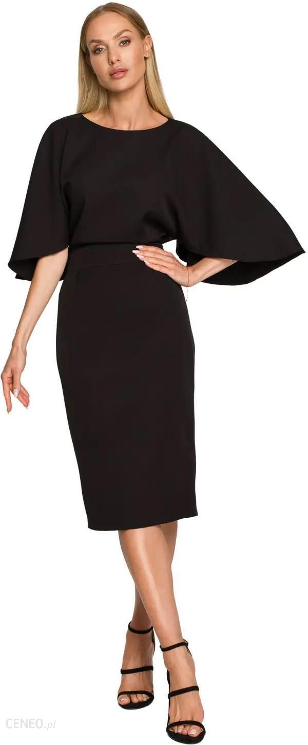 M700 Sukienka ołówkowa z szerokimi rękawami - czarna (Kolor czarny