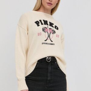Pinko sweter bawełniany damski kolor beżowy