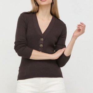 Pinko sweter z domieszką wełny damski kolor brązowy lekki