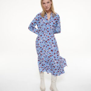 Reserved - Wzorzysta sukienka z EcoVero™ - Niebieski