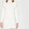 Rinascimento Sukienka dzianinowa CFM0010441003 Biały Slim Fit