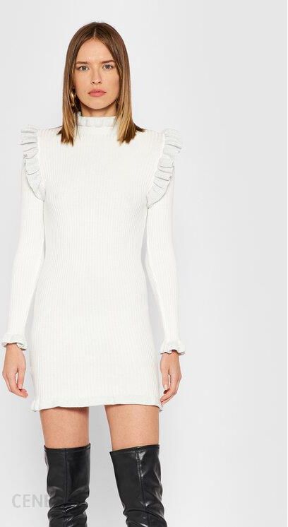 Rinascimento Sukienka dzianinowa CFM0010441003 Biały Slim Fit