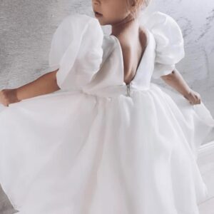 Sand biała satynowa luksusowa sukienka dla dziewczynki
