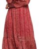 Style Długa szyfonowa sukienka w groszki Czerwony L