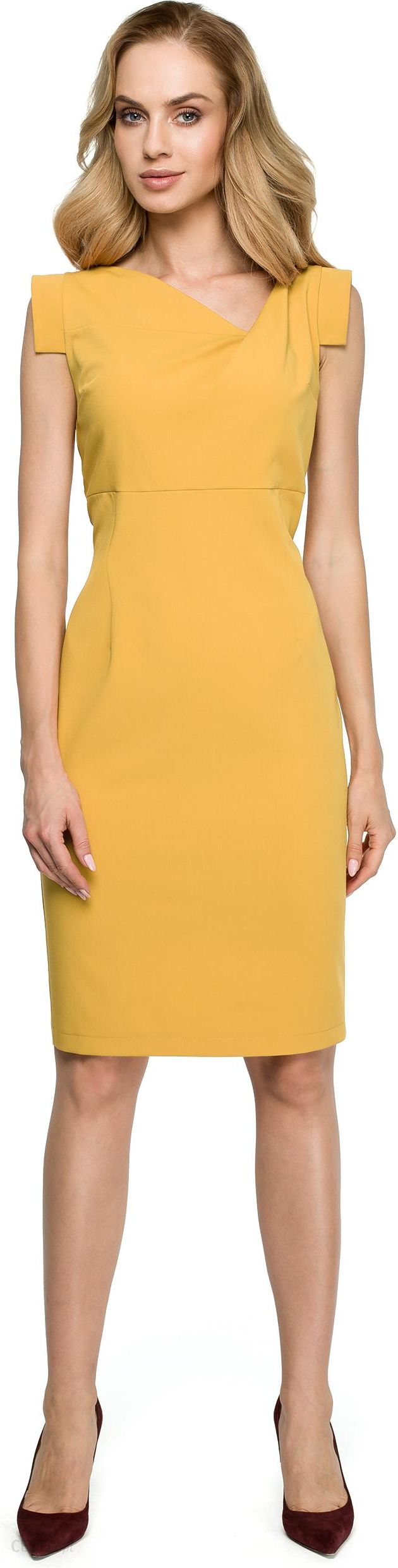 Style Ołówkowa sukienka ze zjawiskowym dekoltem Żółty L