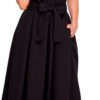 Style Rozkloszowana sukienka z wiązaniem na kokardę Czarny XL