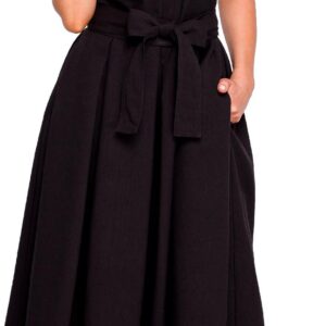 Style Rozkloszowana sukienka z wiązaniem na kokardę Czarny XL