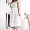 Sukienka koronkowa z tiulem midi Aurella biała