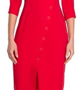 Sukienka z guzikami asymetryczna - czerwona