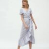 Szara kopertowa sukienka w stylu boho - S165 (Kolor szary