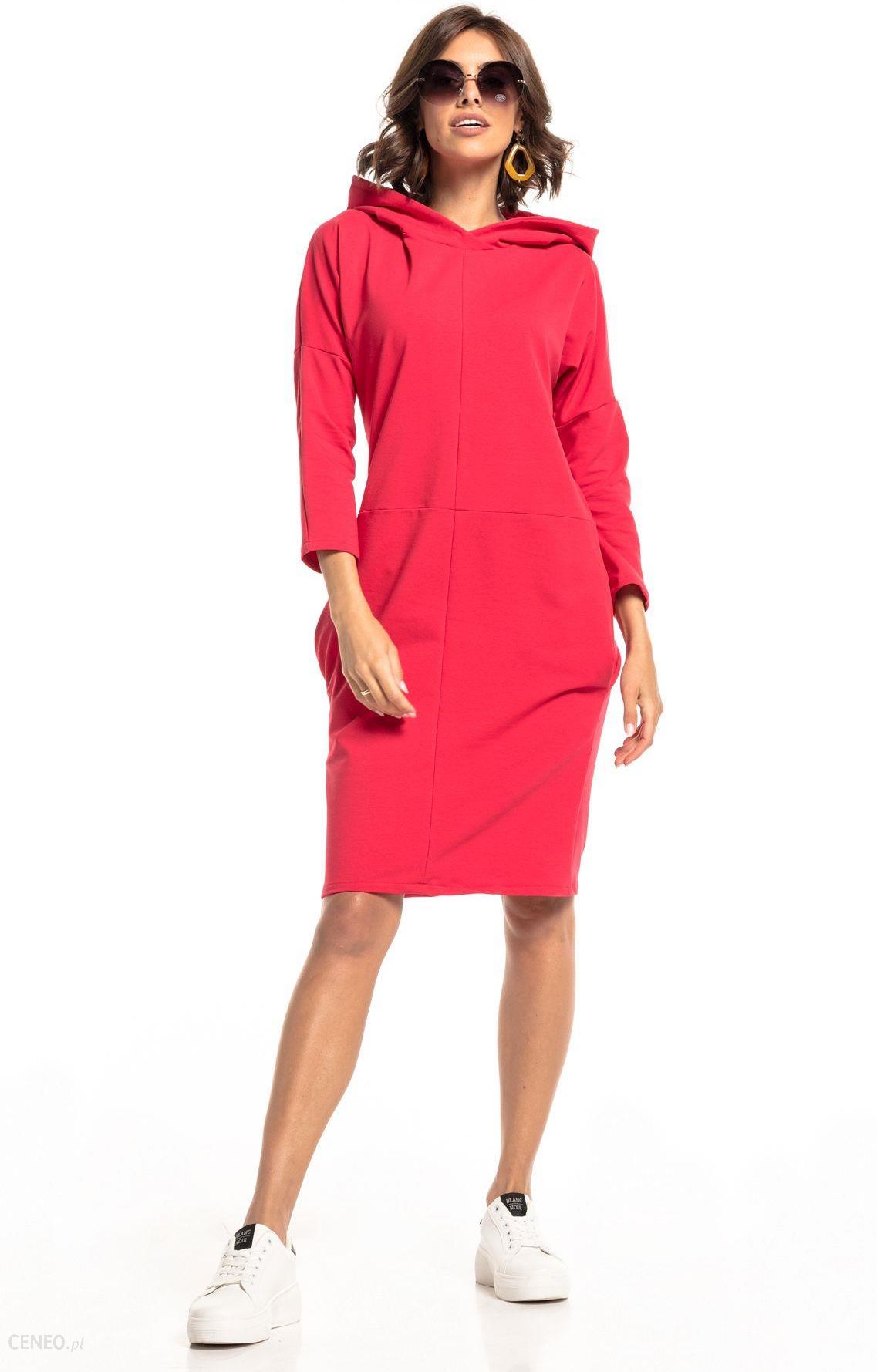 Tessita Sportowa sukienka midi z kapturem Czerwony XL