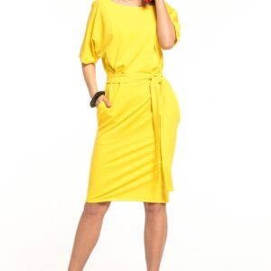Tessita Zmysłowa sukienka z przyjemnej dzianiny Żółty XL