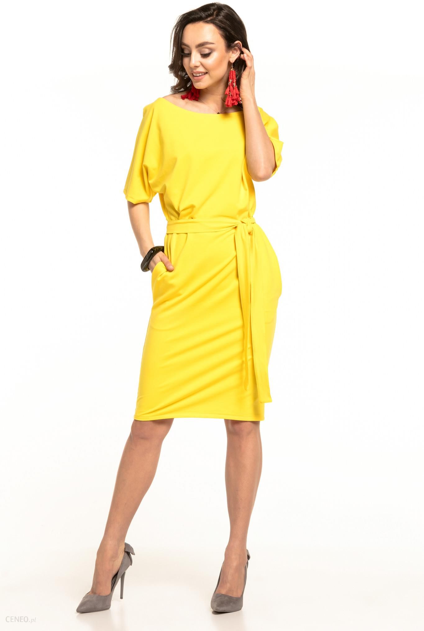 Tessita Zmysłowa sukienka z przyjemnej dzianiny Żółty XL