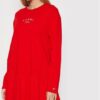 Tommy Jeans Sukienka dzianinowa Essential Logo DW0DW12427 Czerwony Regular Fit