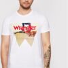 Wrangler T Shirt Photo W7G7D3XW1 Biały Regular Fit